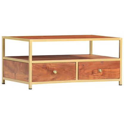 Mesa De Centro De Madera Maciza De Acacia 90X50X40 Cm