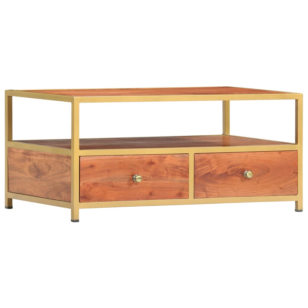 Mesa De Centro De Madera Maciza De Acacia 90X50X40 Cm