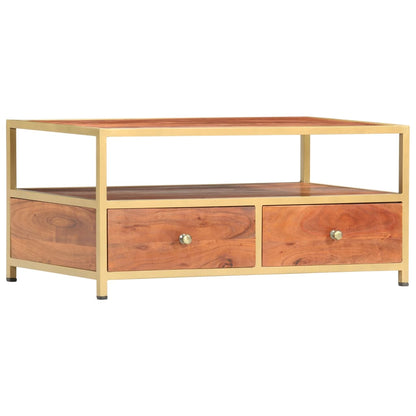 Mesa De Centro De Madera Maciza De Acacia 90X50X40 Cm