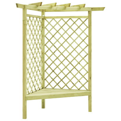 Pérgola Esquina Y Asiento Madera Pino Impregnada 130X130X197 Cm
