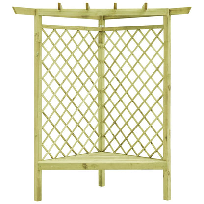 Pérgola Esquina Y Asiento Madera Pino Impregnada 130X130X197 Cm