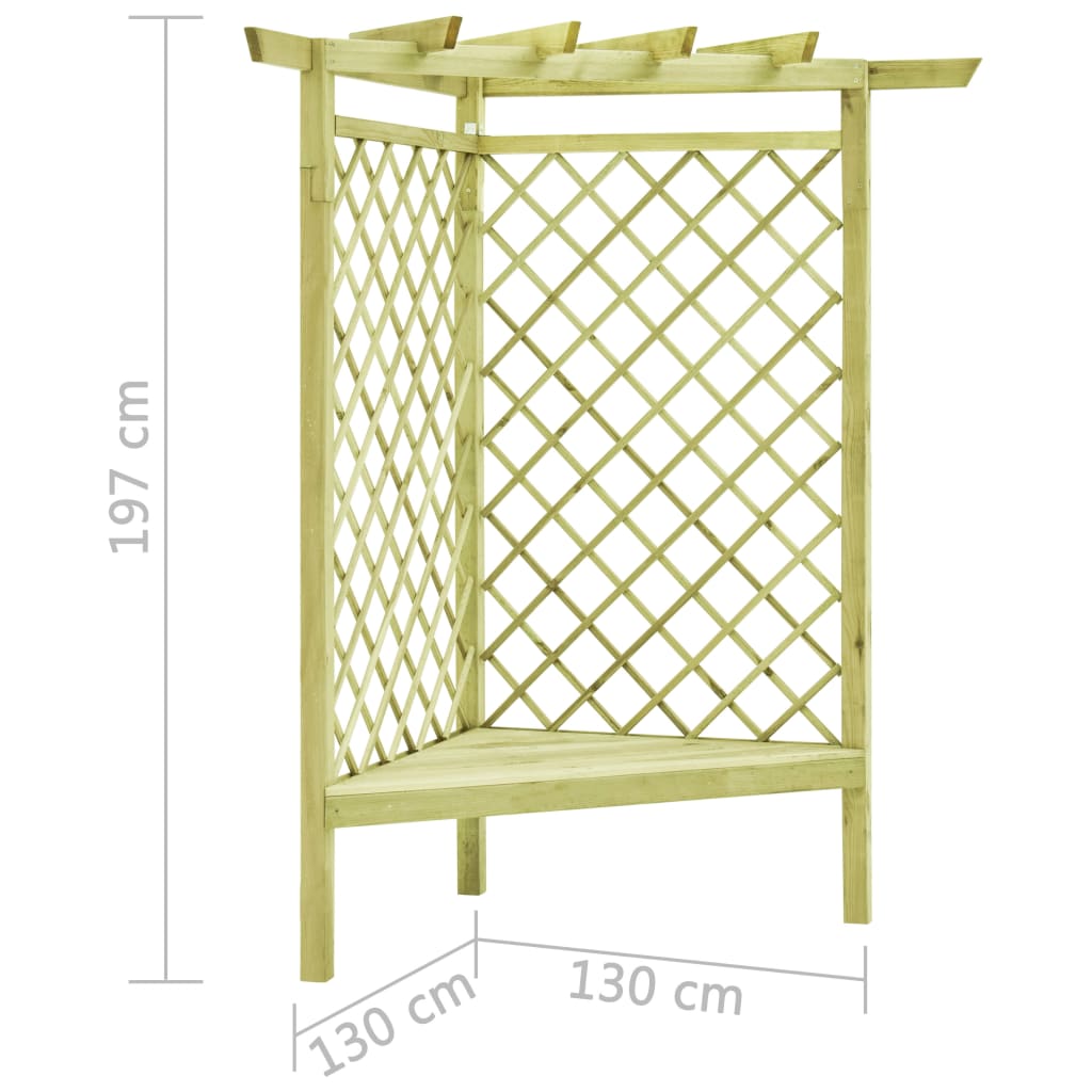 Pérgola Esquina Y Asiento Madera Pino Impregnada 130X130X197 Cm