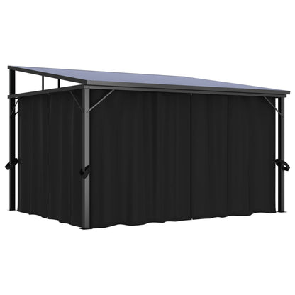 Cenador Con Cortina Gris Antracita 405X294X244 Cm