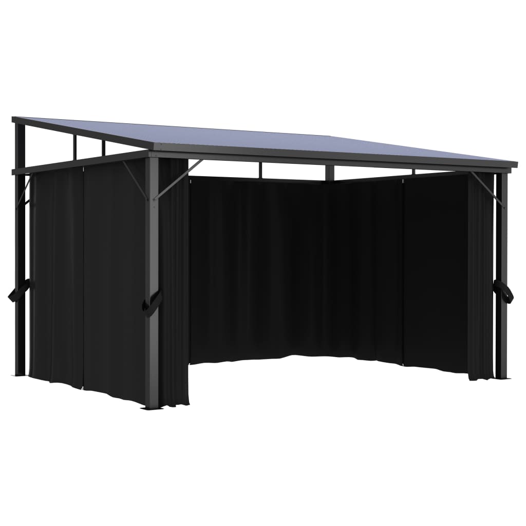 Cenador Con Cortina Gris Antracita 405X294X244 Cm