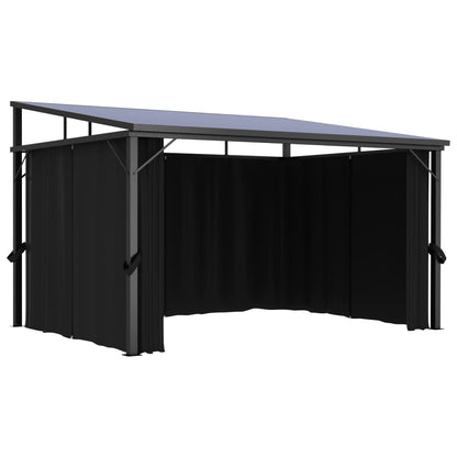 Cenador Con Cortina Gris Antracita 405X294X244 Cm
