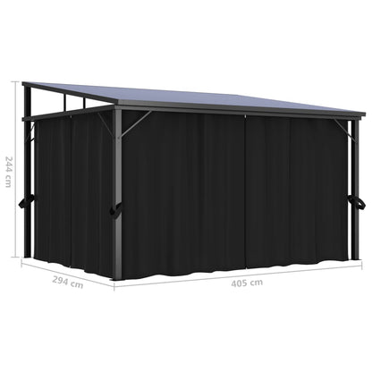 Cenador Con Cortina Gris Antracita 405X294X244 Cm