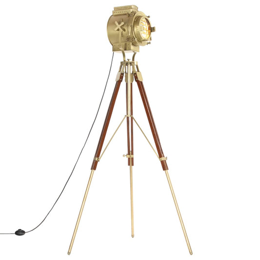 Lámpara De Suelo Con Trípode Madera Maciza De Mango 193 Cm