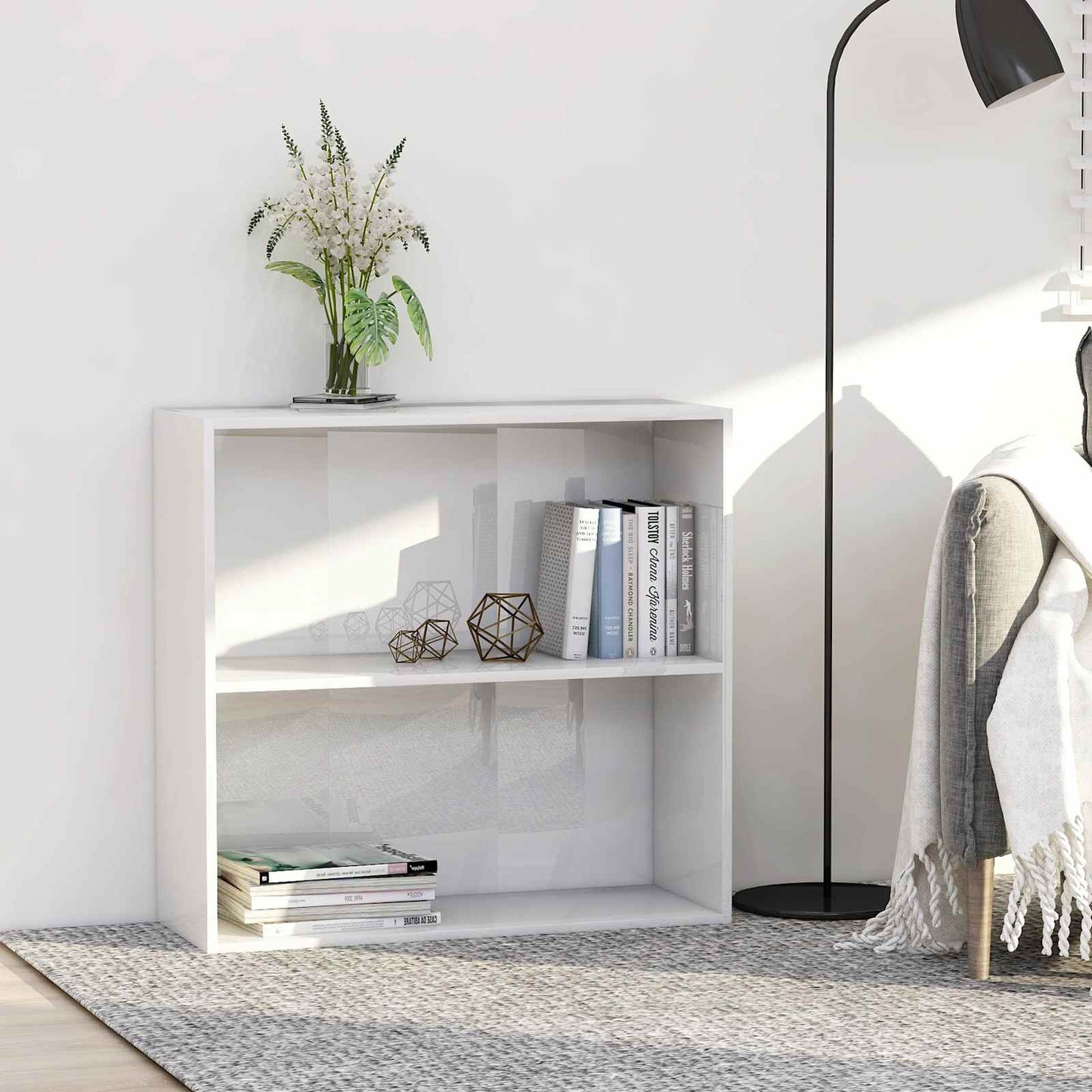 Estantería De 5 Niveles Madera Contrachapada Blanca 80X30X189Cm