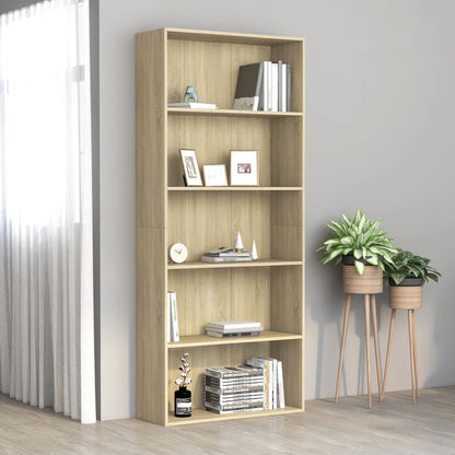 Estantería De 5 Niveles Madera Contrachapada Blanca 80X30X189Cm