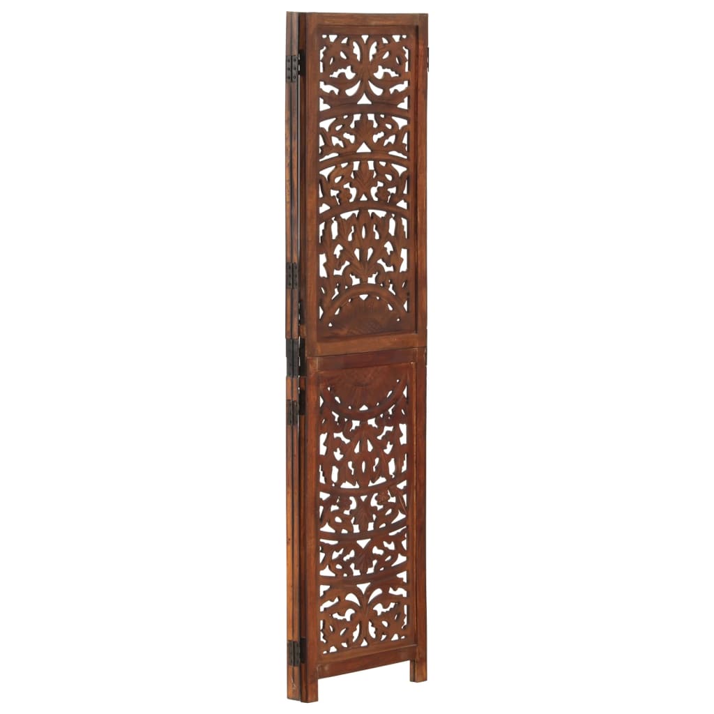 Biombo 3 Paneles Tallado A Mano Madera Mango 120X165 Cm