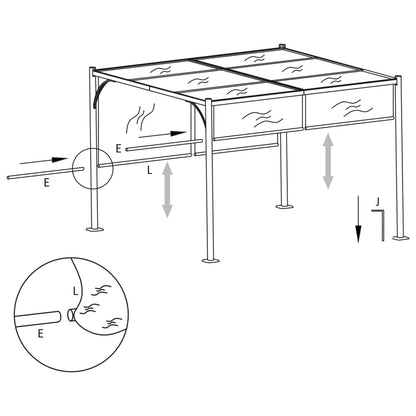 Pérgola Con Tejado Ajustable Acero Color 3X3 M