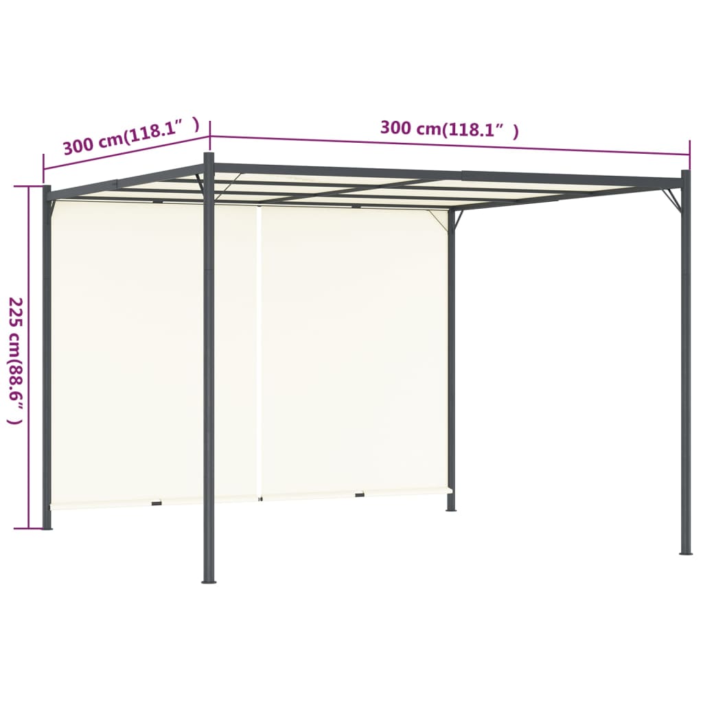Pérgola Con Tejado Ajustable Acero Color 3X3 M