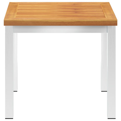 Mesa Auxiliar Jardín Madera Acacia Acero Inoxidable 45X45X38Cm