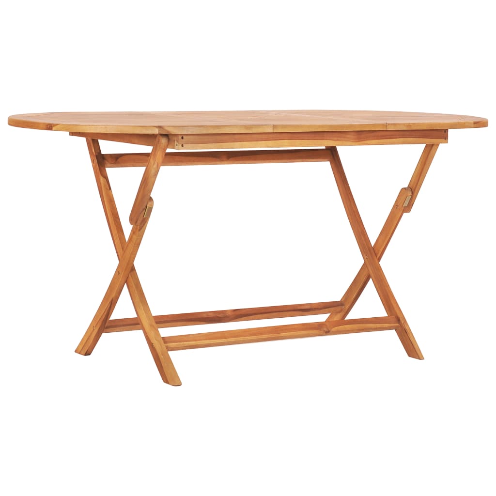 Mesa Plegable De Jardín Madera Maciza De Teca 160X80X75 Cm