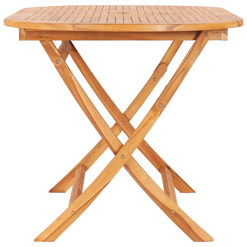 Mesa Plegable De Jardín Madera Maciza De Teca 160X80X75 Cm