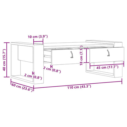 Mesa De Centro De Madera Maciza De Teca 110X60X40 Cm