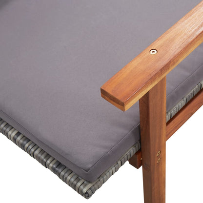 Tumbona Con Cojín Ratán Sintético Y Madera Maciza Acacia