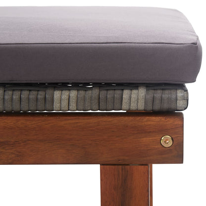 Tumbona Con Cojín Ratán Sintético Y Madera Maciza Acacia