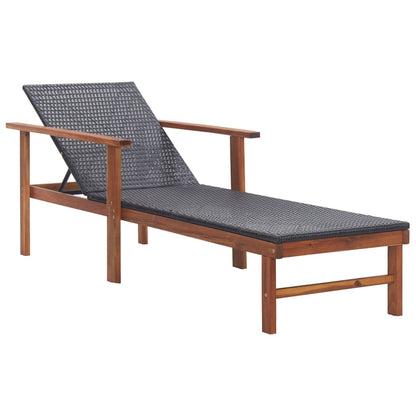 Tumbona Con Cojín Ratán Sintético Y Madera Maciza Acacia