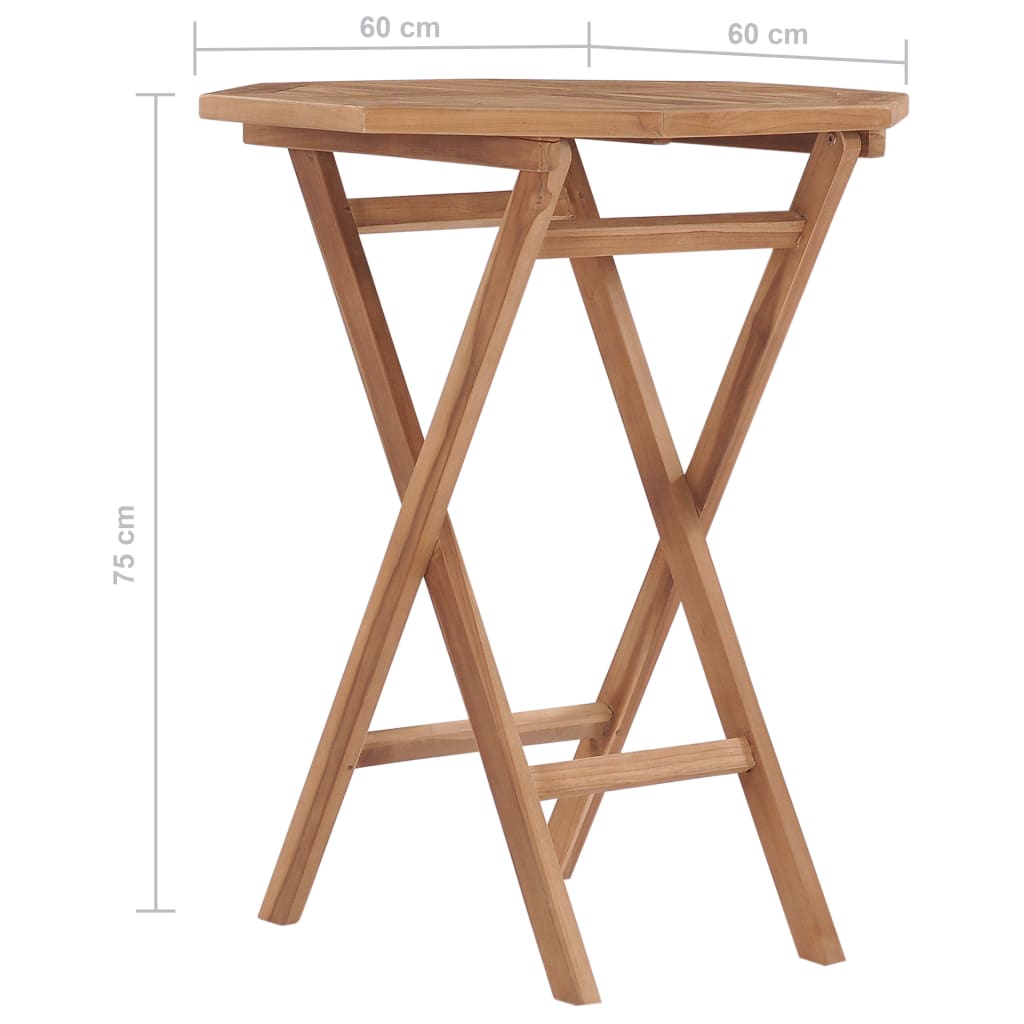 Mesa Plegable De Jardín Madera Maciza De Teca 60X60X75 Cm
