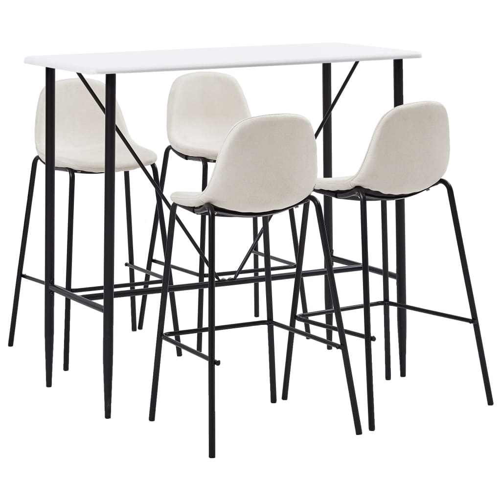 Juego De Mesa Alta Y Taburetes 5 Piezas Tela