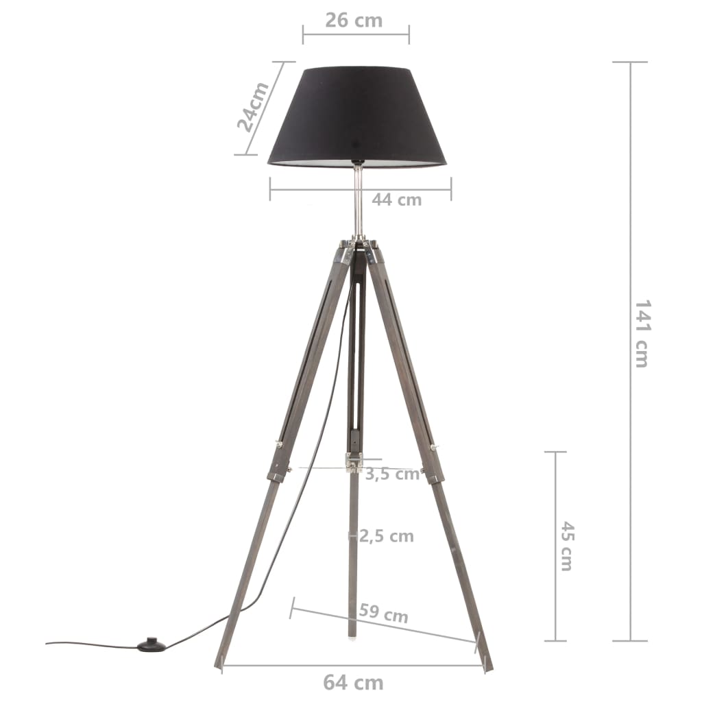 Lámpara De Trípode Madera Maciza De Teca 141 Cm
