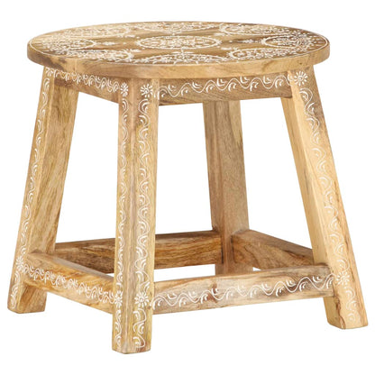 Taburete Pintado A Mano Madera Maciza De Mango 38X38X35 Cm