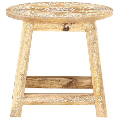 Taburete Pintado A Mano Madera Maciza De Mango 38X38X35 Cm
