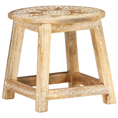 Taburete Pintado A Mano Madera Maciza De Mango 38X38X35 Cm