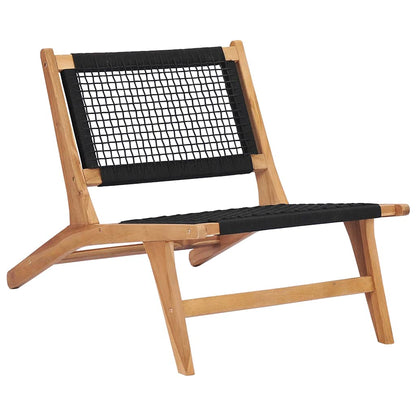 Tumbona Con Reposapiés Madera Maciza De Teca Y Cuerda
