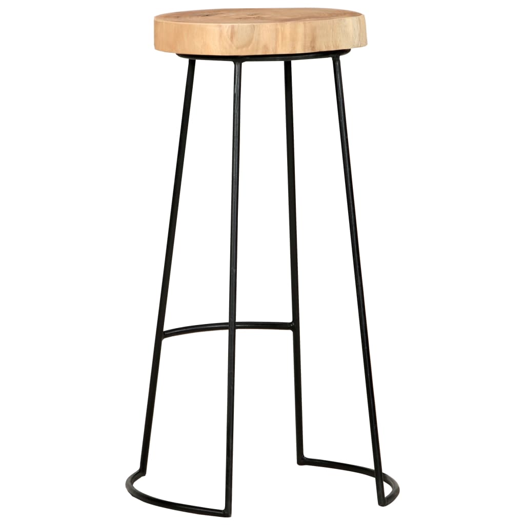 Taburetes De Cocina 2 Unidades Madera Maciza De Acacia