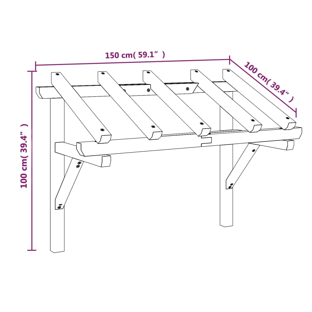 Pérgola De Puerta Madera Maciza De Pino