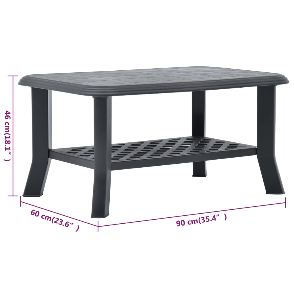 Mesa De Centro De Plástico Gris 90X60X46 Cm