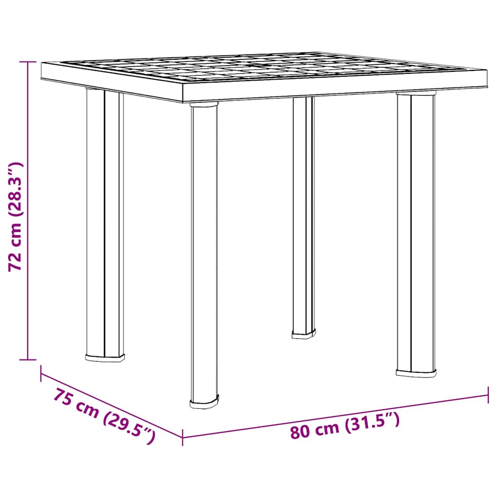 Mesa De Jardín De Plástico 80X75X72 Cm