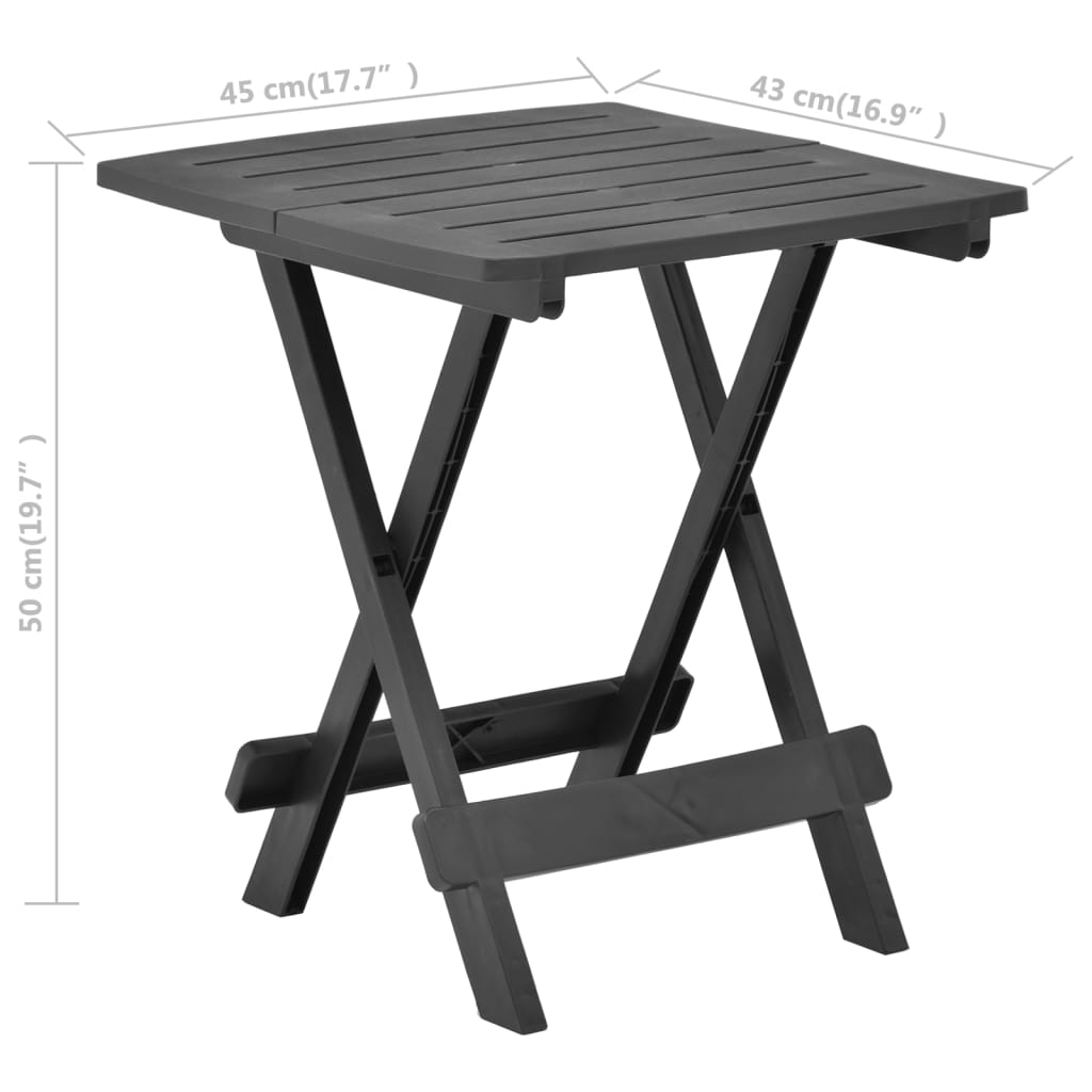 Mesa Plegable De Jardín Plástico Gris 45X43X50 Cm