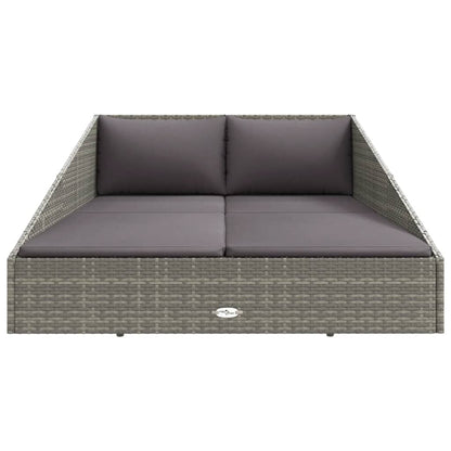 Tumbona Cama De Jardín Ratán Sintético Gris 110X200 Cm