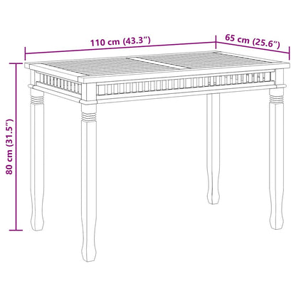 Mesa De Comedor De Jardín Madera Maciza De Teca 120X65X80 Cm