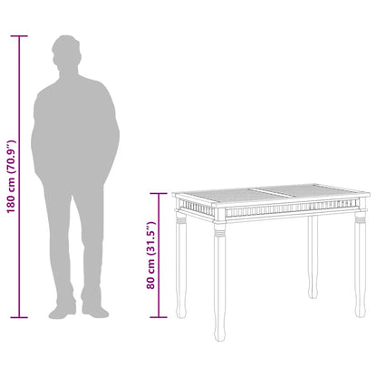 Mesa De Comedor De Jardín Madera Maciza De Teca 120X65X80 Cm