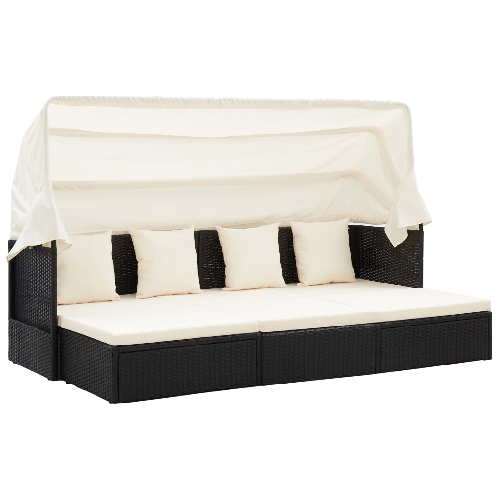 Tumbona Cama Jardín Techo Ratán Sintético