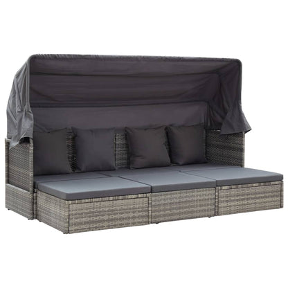 Tumbona Cama Jardín Techo Ratán Sintético