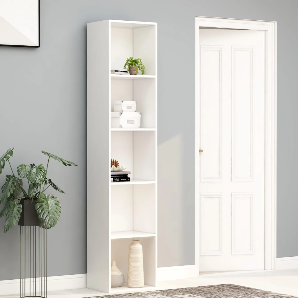 Estantería De 5 Niveles Madera Contrachapada Blanca 80X30X189Cm