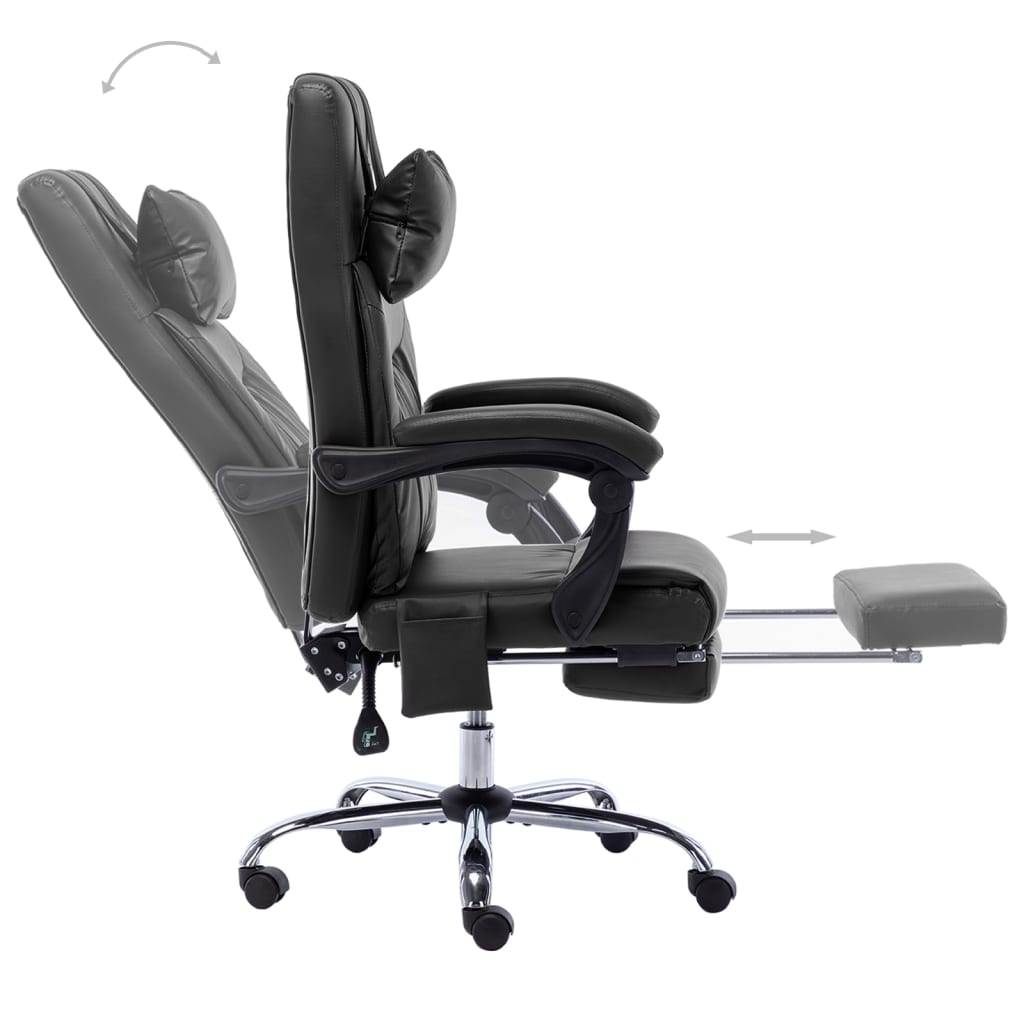 Silla De Oficina De Masaje De Cuero Sintético Negra