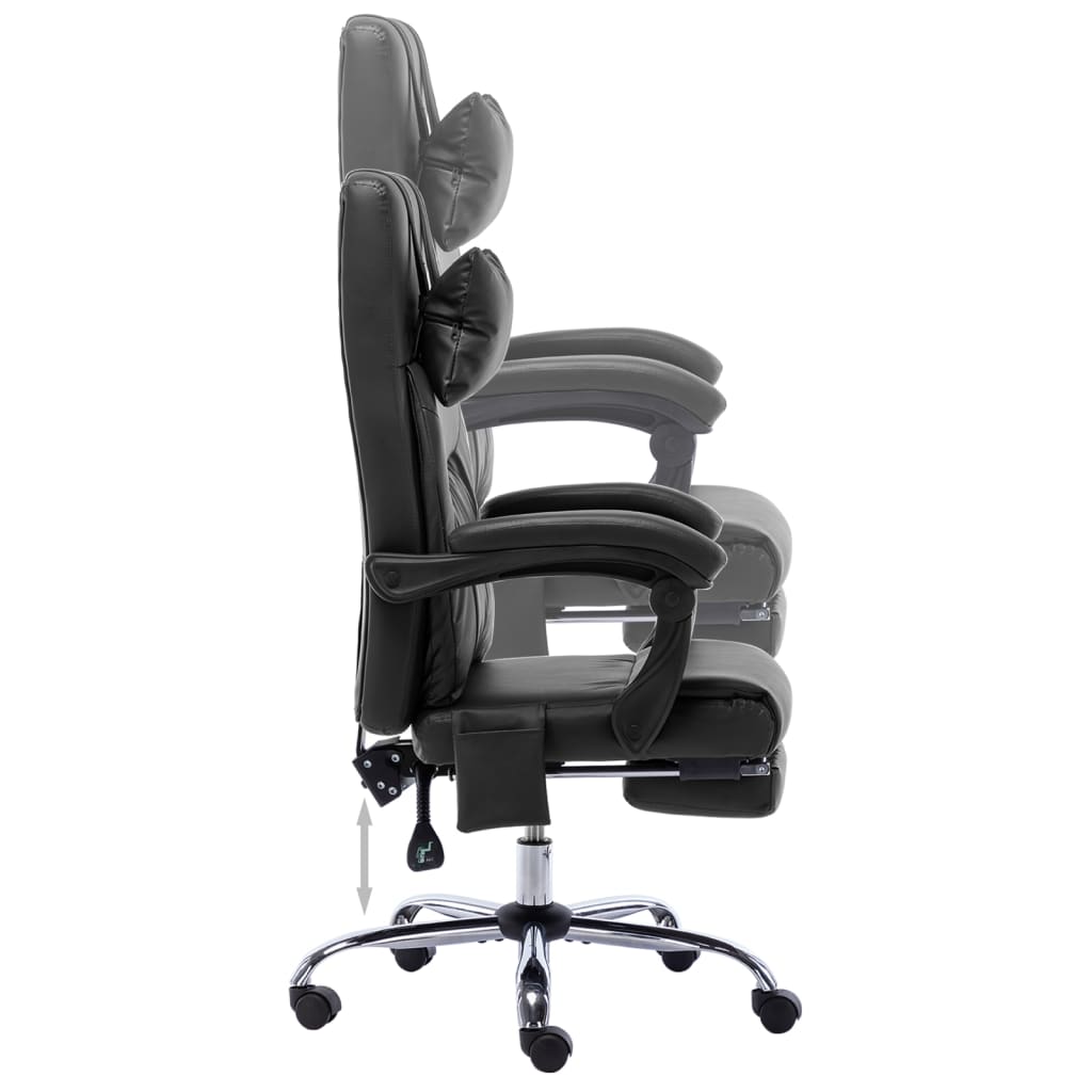 Silla De Oficina De Masaje De Cuero Sintético Negra