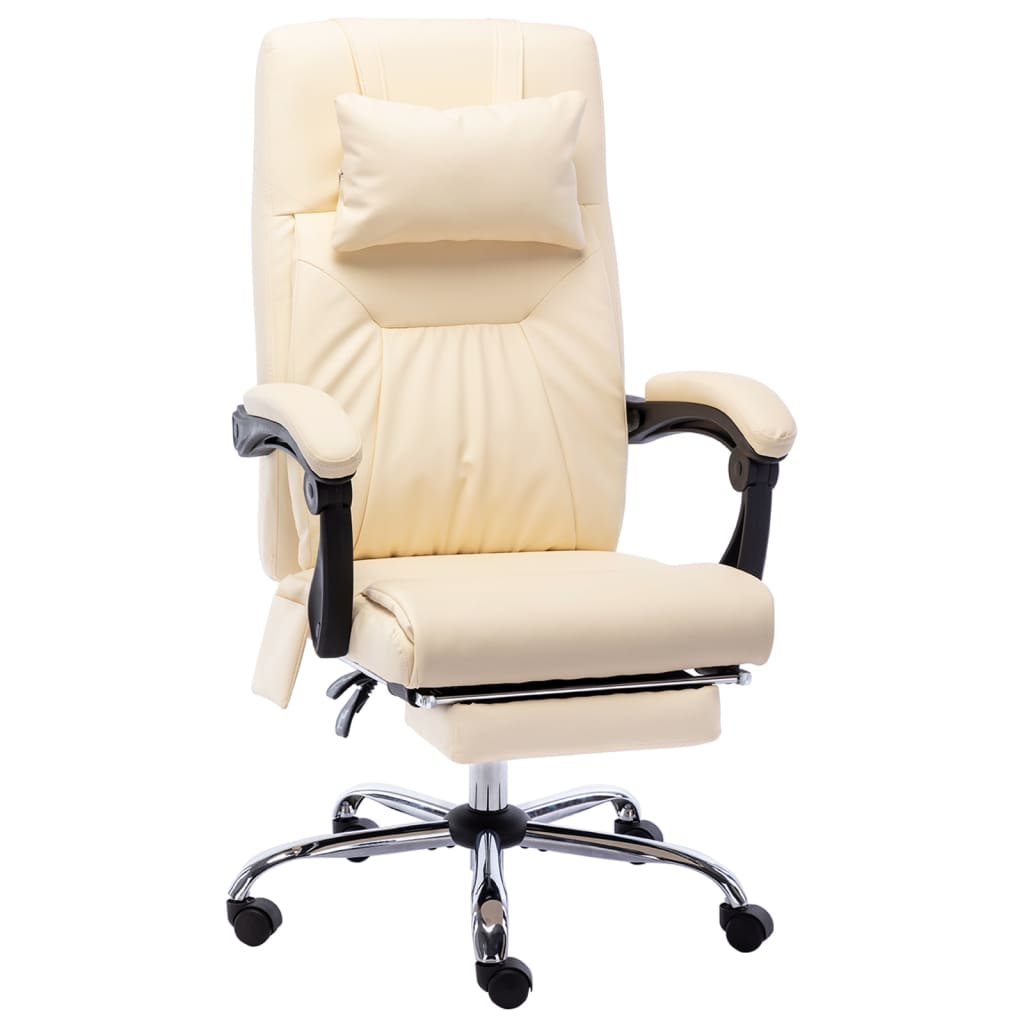 Silla De Oficina De Masaje De Cuero Sintético Negra