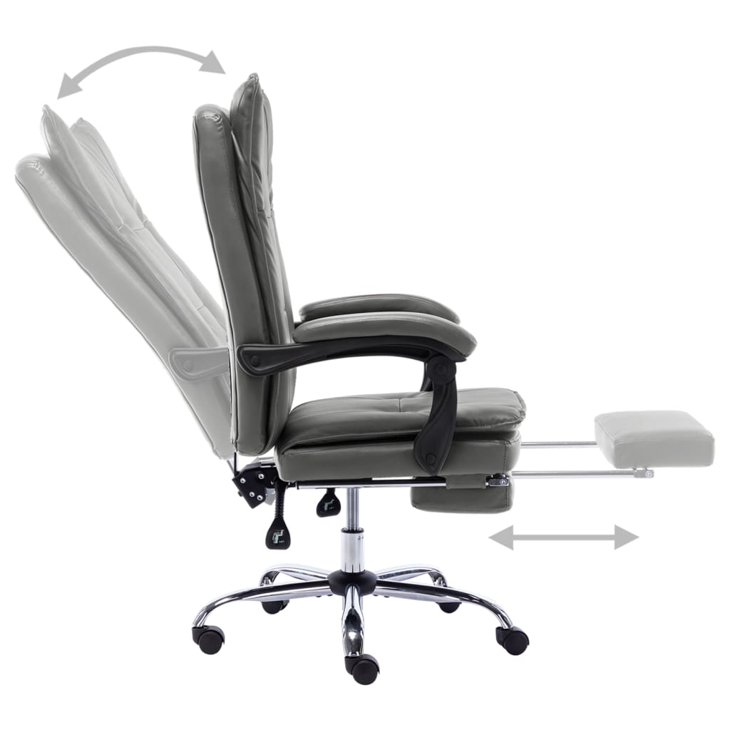 Silla De Oficina De Cuero Sintético Gris