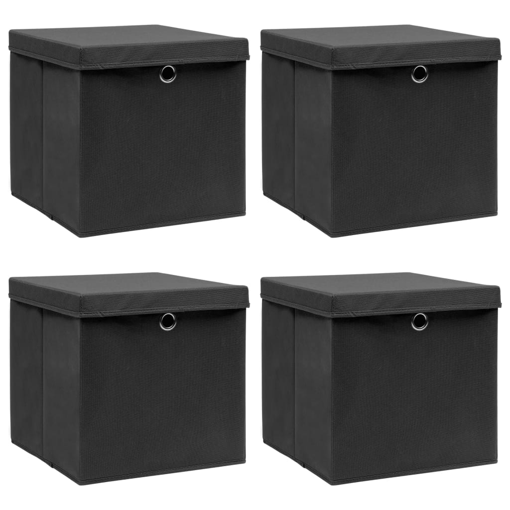 Caja De Almacenaje Con Tapa 4 Uds Tela Azul Celeste 32X32X32 Cm