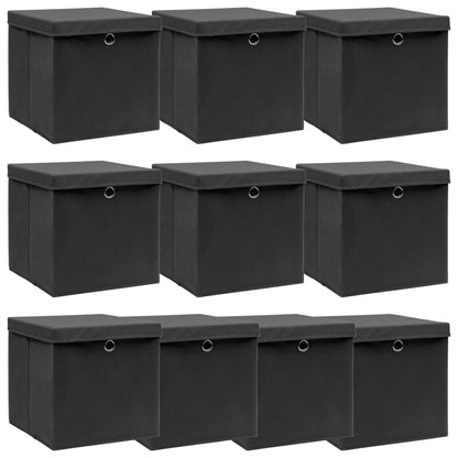 Caja De Almacenaje Con Tapa 4 Uds Tela Azul Celeste 32X32X32 Cm