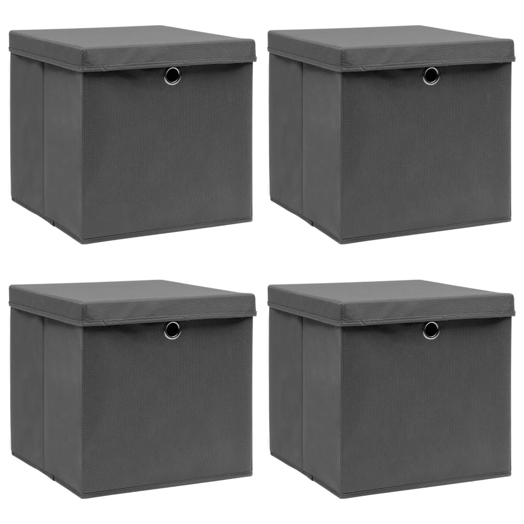 Caja De Almacenaje Con Tapa 4 Uds Tela Azul Celeste 32X32X32 Cm