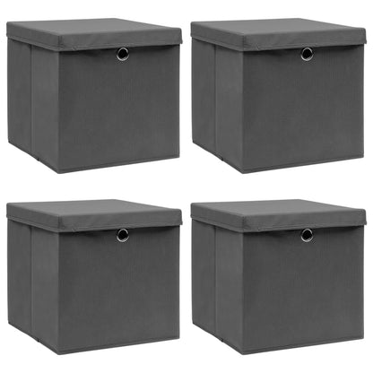 Caja De Almacenaje Con Tapa 4 Uds Tela Azul Celeste 32X32X32 Cm