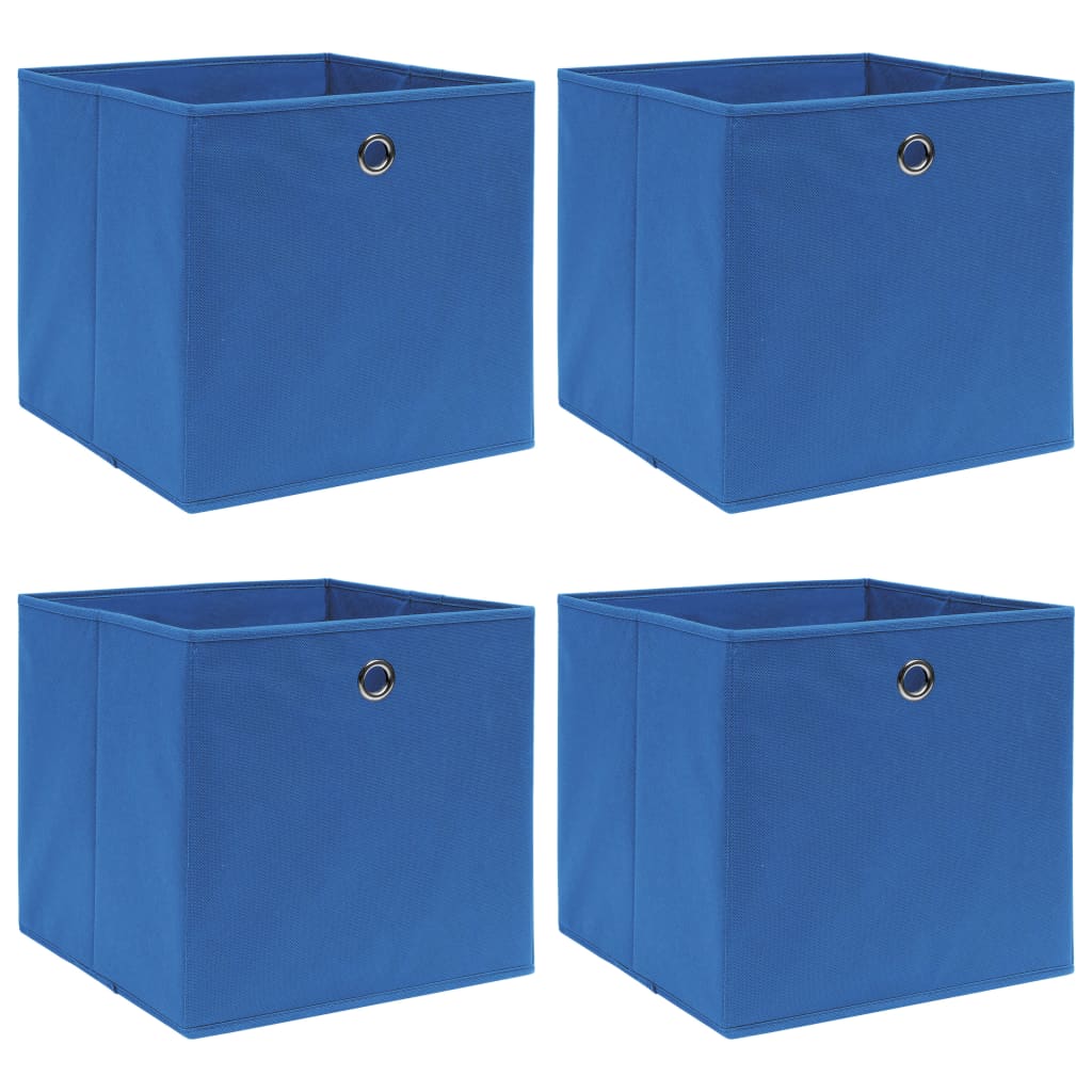 Caja De Almacenaje Con Tapa 4 Uds Tela Azul Celeste 32X32X32 Cm